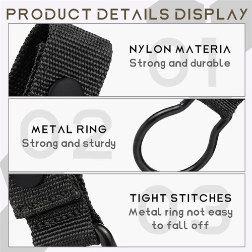 4 Pack Flashlight Ring Nylon Dual Snap Clip Flashlight Holder for Duty Belt Side Handle Carry Metal Ring Strap 2