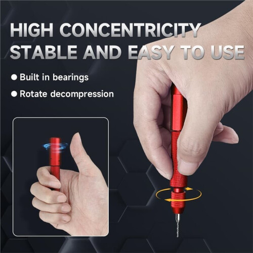 Manual Pin Vise Hand Drill Handle, Model Hobby Making Tools, Ultra-Precision Double Bearings Hand Drill(No Drill) 1