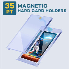 20PCS Magnetic Card Holders, Magnetic 35pt One Touch Card Holders, U-V Protection Hard Plastic Display Case Clear