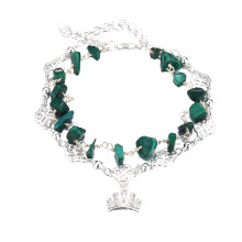 Elegante gioiello per tutti i giorni, ipoallergenico, con cristallo di smeraldo, pietra portafortuna, placcato argento, con proprietà curative,