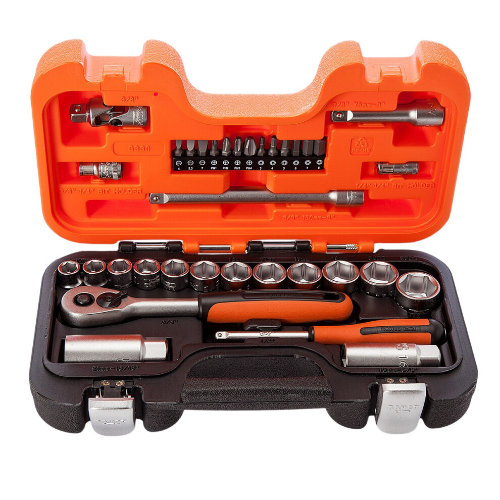 Bahco Square Ratchet Bit Driver & Socket Set (Pack Of 34)