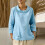 Dametunika i hør og bomuld, blå L 2