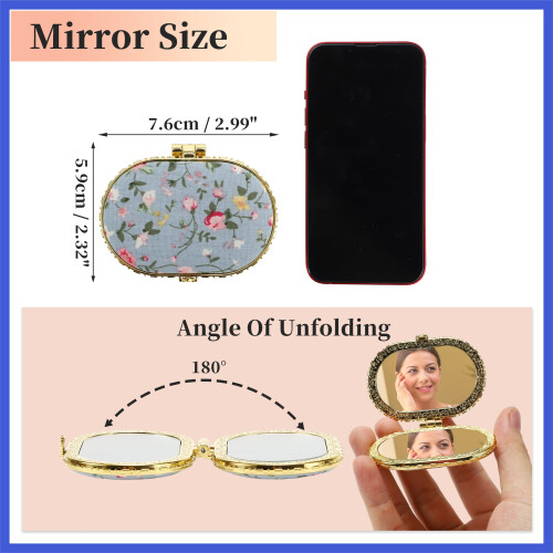 1 Pc Compact Mirror for Purses Flower Blue 1