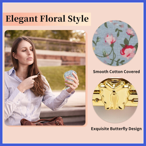 1 Pc Compact Mirror for Purses Flower Blue 2