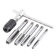 Single Hand Operation Adjustable T-Handle Tap Wrench Ratchet Tap Holder Wrench Set Bearing Steel High Speed Steel Durable Tool Set Metric Screw
