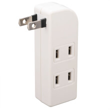 Strømfordeler med flere plugger, forlenger med 3 uttak, veggkran, UL-listet, jordet adapter for innendørs bruk med slitesterke kobbertilkoblinger
