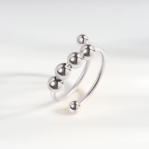 Anti-Stress-Ring verstellbar Kupfer silberfarben Silver 1