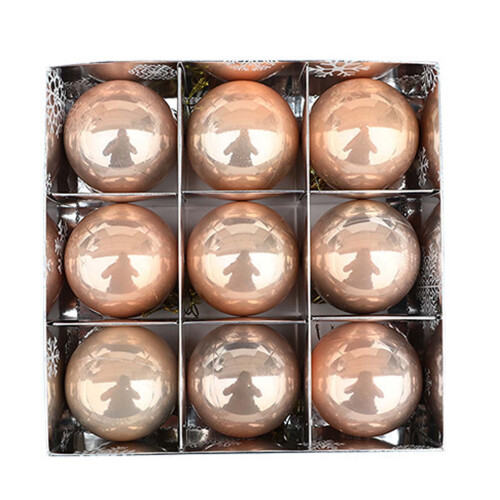 9-teiliges Set Weihnachtskugeln aus Kunststoff mit Perlen in Geschenkbox 2