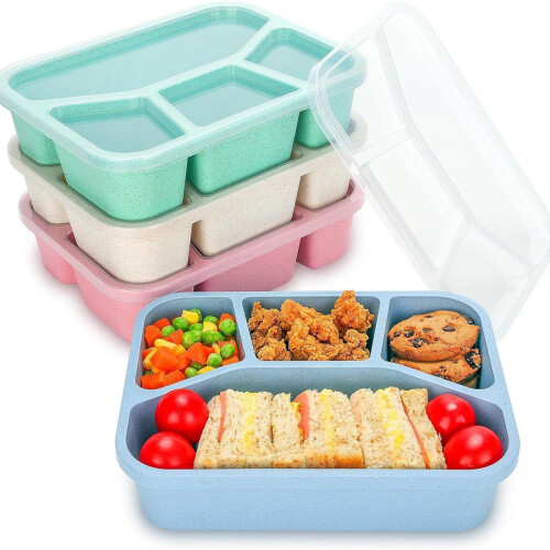 Bento Lunch Box 4-Compartment Reusable Container Green 1 1