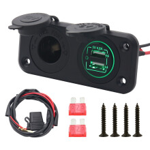 TIL/FRA Vippekontakt USB Strømudtag Dobbelt USB Opladerstik LED Voltmeter 3 Stik Cigarettænderadapter Vandtæt Marine Lastbil Båd Autocamper