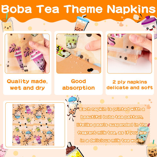 Boba Tea Party Tableware For 24 Guests, Disposable Tableware For Wedding Party 2
