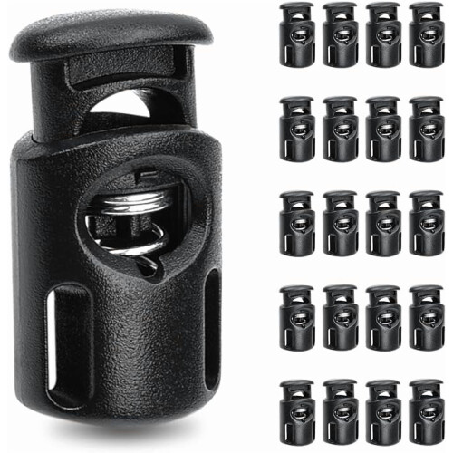 Black Plastic Cord Locks for Drawstrings 10PCS 2