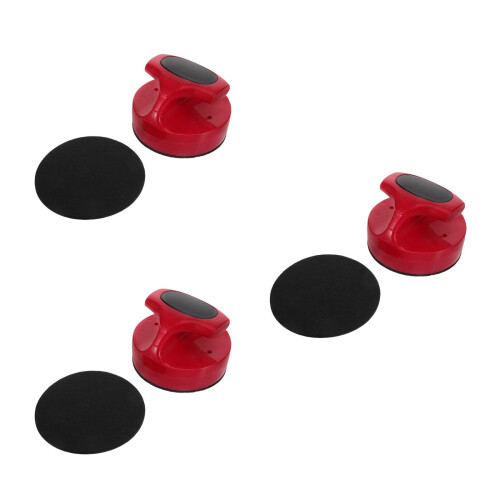 3Sets Durable ABS Red Air Hockey Pusher Pads with Easy Replace Lint