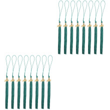 16Pcs DIY Graduation Tassels Green Decorative Fringe Pendants for Caps