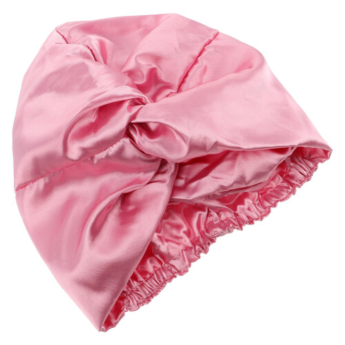 Rosa Satin Kinder Elastische Kreuzhaube Doppellagig