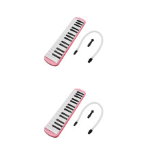 2Pcs Pink 32 Key Pianica Melodica Musical Instrument with Carrying Bag