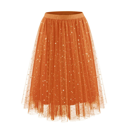 Dame Paillet Puff Mini Nederdel Orange S 1