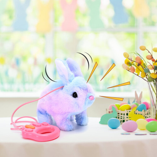 Plush Walking Bunny Toy for Kids, Remote-Controlled Leash, Interactive Sounds, Easter Egg Pull-Back Cars – Compatible with Easter Activities 1