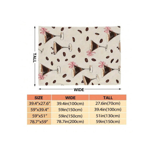 Flannel Coffee Martini Throw Blanket Beige Brown 1