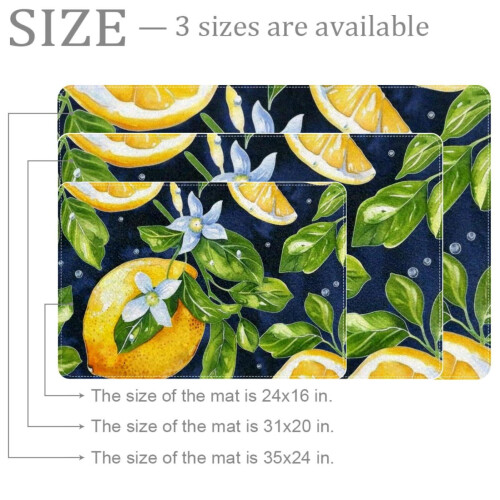 Watercolor Lemon Area Rug Non-Slip Washable 1