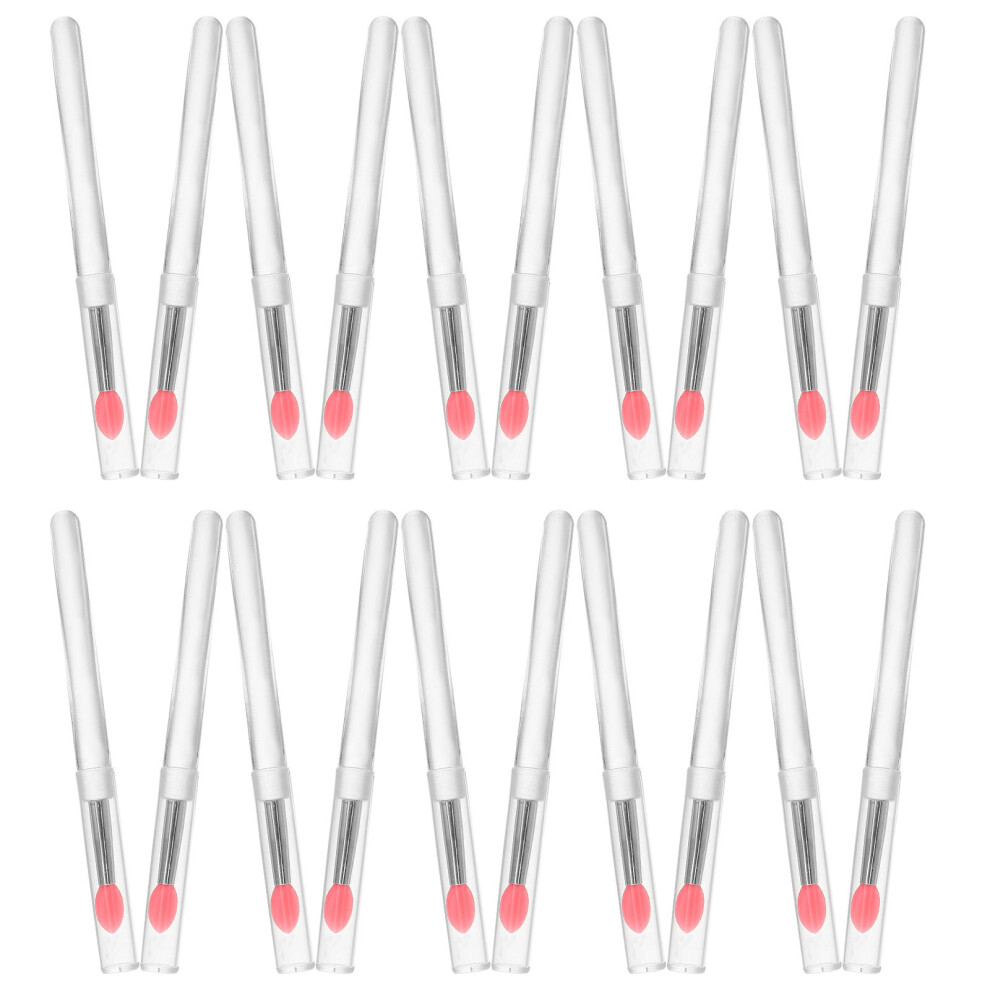 Ohphcall Pink 20Pcs Silicone Nail Powder Brushes Set Mirror Effect Manicure