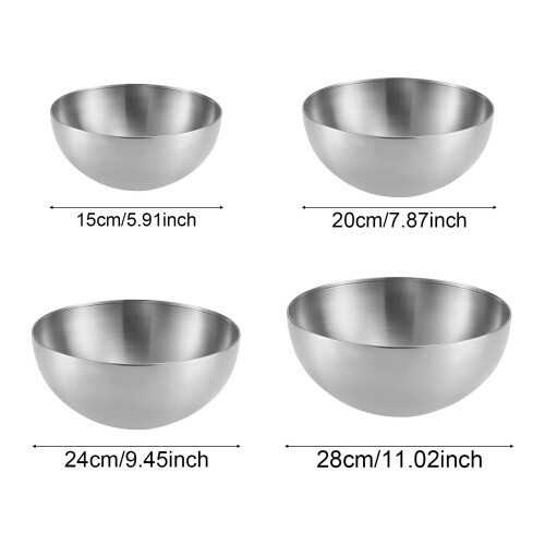 Ensemble de 4 saladiers en acier inoxydable argenté 2