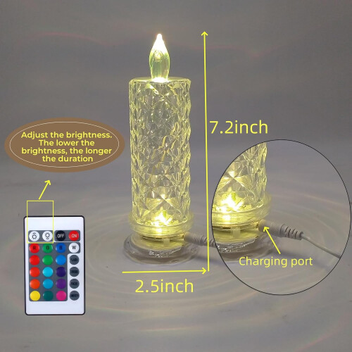 Rose Shadow LED Crystal Candle Set 2 pcs 1