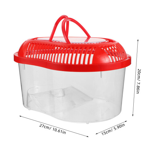 Red Plastic Reptile Terrarium Carrier Box with Sunbathing Platform 2