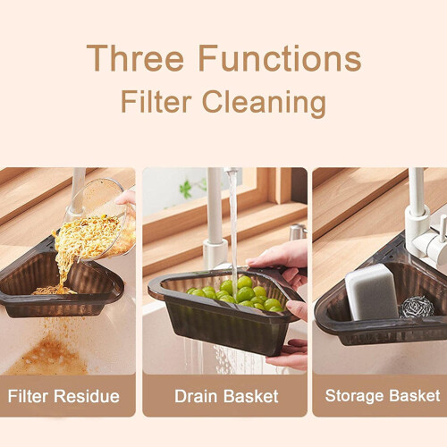 Triangular Draining Basket with Retractable Handle – Compatible with All Kitchen Sinks 2