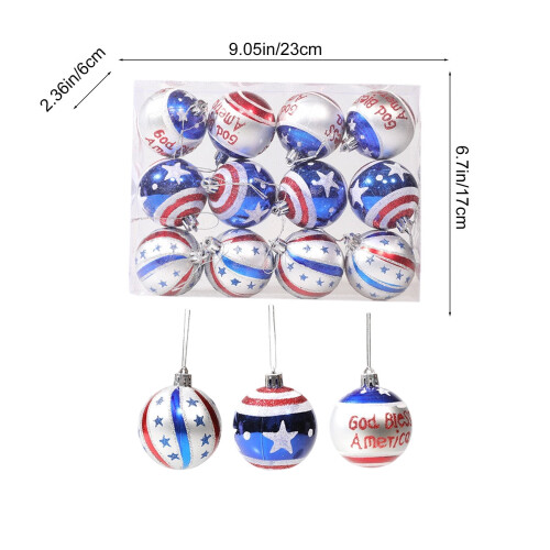 Patriotic Hanging Orbs Red White Blue 12-Pack 2