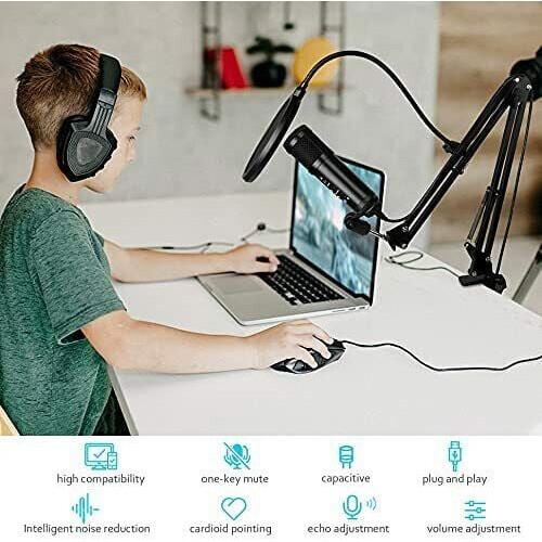USB Microphone for PC-192KHZ/24Bit Studio Cardioid Condenser Mic Kit Recording 2