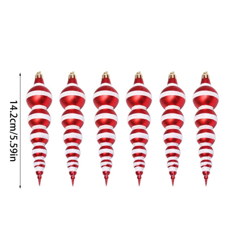 Shatterproof Candy Finish Christmas Ornaments Red White 2