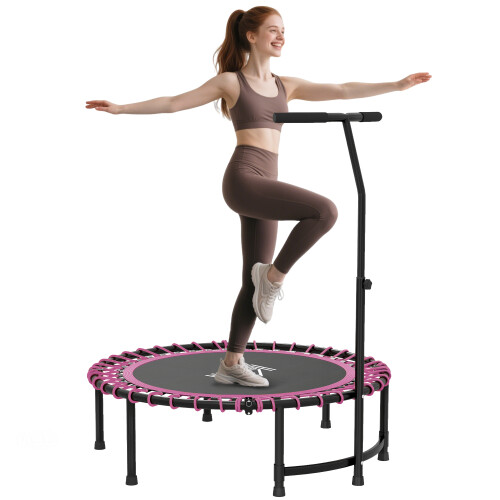 Homcom HOMCOM Trampoline Outdoor Bouncer Jumper Adjustable Handle, Pink 1