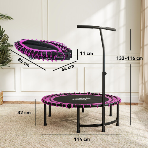Homcom HOMCOM Trampoline Outdoor Bouncer Jumper Adjustable Handle, Pink 2