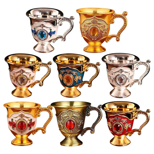 Σετ μεταλλικών ποτηριών κρασιού vintage, σε στυλ ένθετου πολύτιμου λίθου – Συμβατό 1