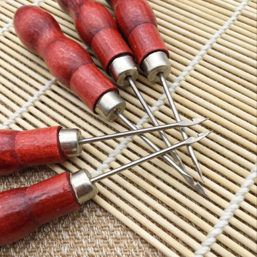 Wooden Handle Sewing Needles Double Gourd Awl 20 pcs 1