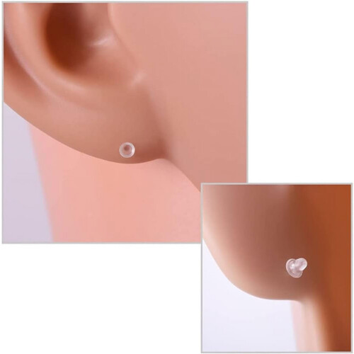 100 Pairs Plastic Earrings,Clear Earrings Clear Post Earring Posts and Backs Silicone Stud 2