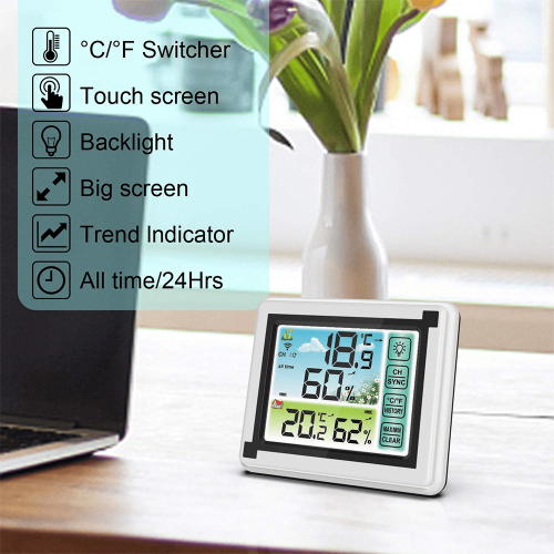 Real Time Temperature and Humidity Display LCD Color Screen Wireless Thermohygrometer 2