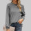 Women's Long Sleeve Solid Gray Pullover Top 2