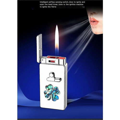 Smart Induction Butane Lighter Multiple Ignition Modes Refillable Butane Transparent Fuel Window Windproof Blue Flame Portable Electronic Lighter 1