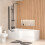 NES Home Nes Home Left L Shaped Shower Bath With Front End Panel & Matte Black Screen 2