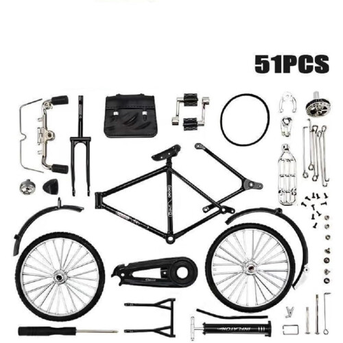51 Piece DIY Bicycle Model Kit, Alloy Frame, Wheels, Accessories 1