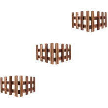 3Pcs Sturdy Brown Wood Fence for Garden Courtyard and Balcony Decor