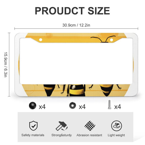 Bee-Design Yellow Stripe License Plate Covers Aluminum 2