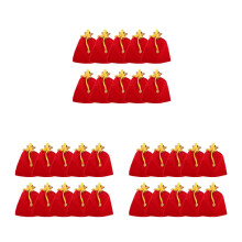 30Pcs Compact Red Velvet Drawstring Bags Small Jewelry Organizers