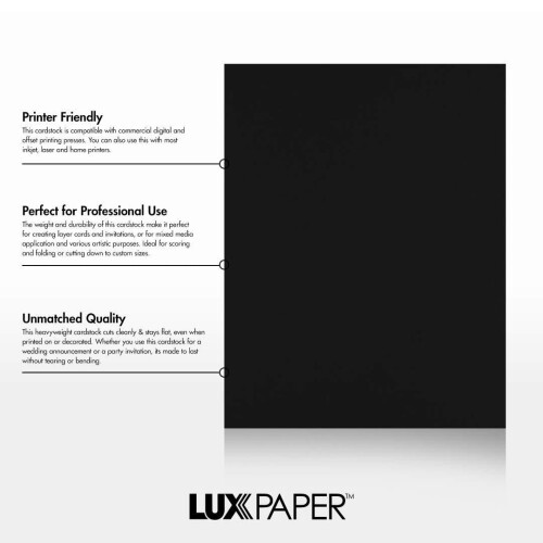 Χαρτί Χαρτόνι 8,5" x 11" | Μέγεθος Letter | Μαύρο Midnight | Εξώφυλλο 100lb. (Κείμενο 183lb.) | 50 τεμ. 2