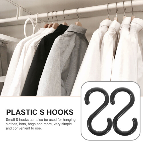 100Pcs Strong Plastic S Hooks for Hanging Clothes Hats Coats and Kitchen Storage 1