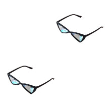 2Pcs Black Cat Eye Sunglasses Uv Protection Wrap Eyewear for Parties
