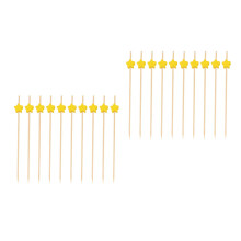 200Pcs Yellow Wooden Cocktail Picks Bamboo Fruit Sticks for Appetizers