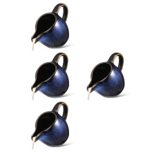 4Pcs Blue Ceramic Milk Pitcher with Handle Spout for Coffee Creamer